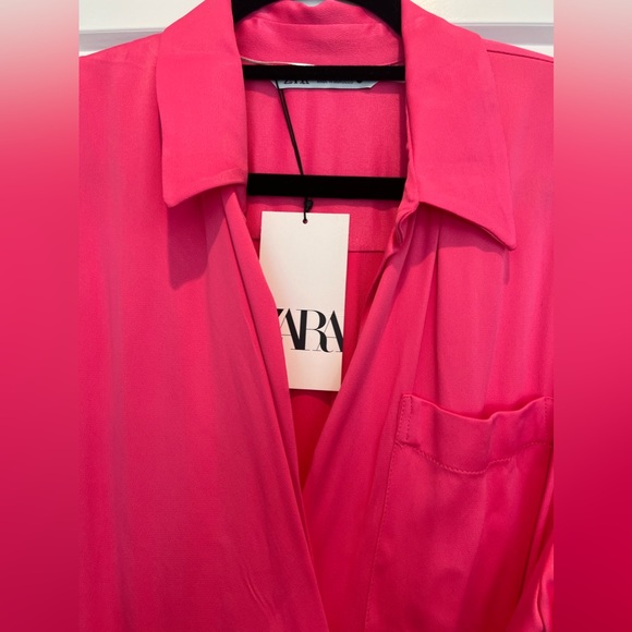 Zara Limited Edition Midi Shirt Dress Fuchsia - Picture 7 of 12
